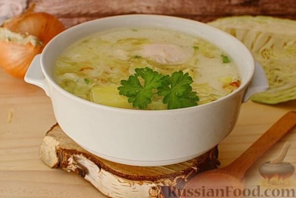 Капустный суп с рисом и сливками
