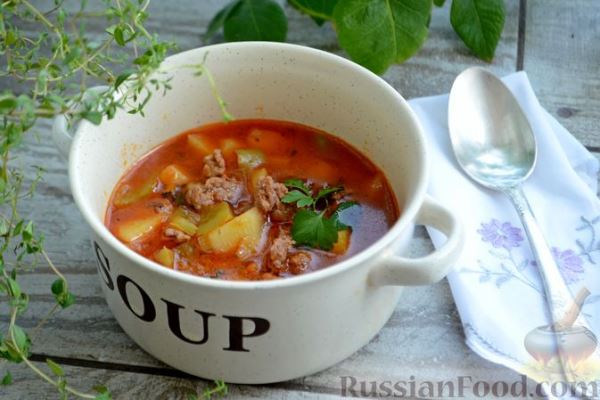 Томатный суп с фаршем