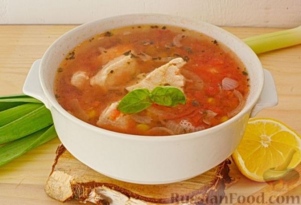 Куриный суп с помидорами и булгуром